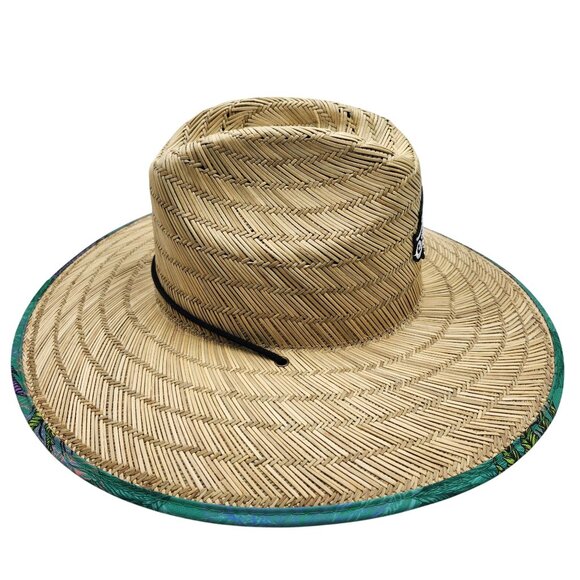 Farmers Defense Straw Sun Hat Sea Weed Wide Brim & Tropical Underside Design For - Picture 4 of 7